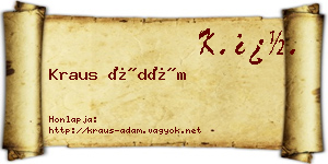 Kraus Ádám névjegykártya