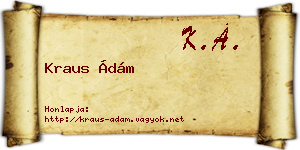 Kraus Ádám névjegykártya
